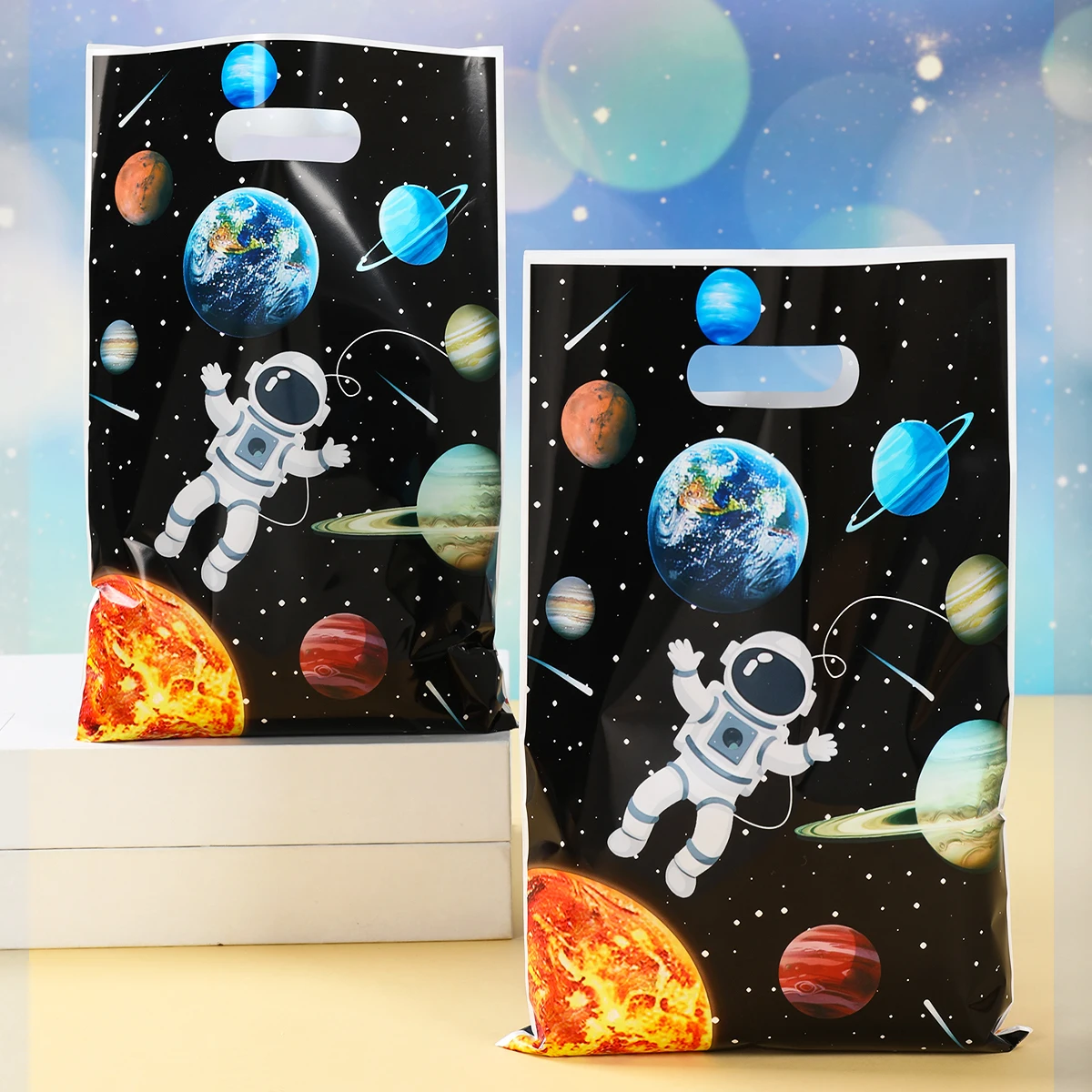 10/25/50Pcs Cartoon Outer Space Astronaut Theme Party Gift Packing Bag Candy Cake Pouch Bag for Kids Happy Birthday Party Favors