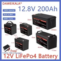 Newest LifePo4 Battery 12v 6Ah 10Ah 12Ah 30Ah 50Ah 100Ah Built-in BMS 12V LiFePo4 Rechargeable Supply Run in Series or Parallel