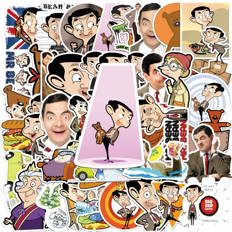 50pcs Mr Bean Cartoon Sticker Suitcase Water Cup Stationery Mobile Phone Car Scooter Laptop Refrigerator Decorative Sticker