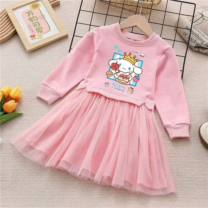 

Cinnamoroll Kuromi Anime Kawaii Fashion Long Sleeve Shirt Clothes Cute Cartoon Sanrio My Melody Ins Hooded Dress Gifts for Kids