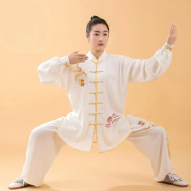 Terno de Tai Chi para Mulheres Kung Fu Wushu Uniforme de Artes Marciais Jaqueta de Performance Calças para Exercícios Orientais Suave, Alta Qualidade