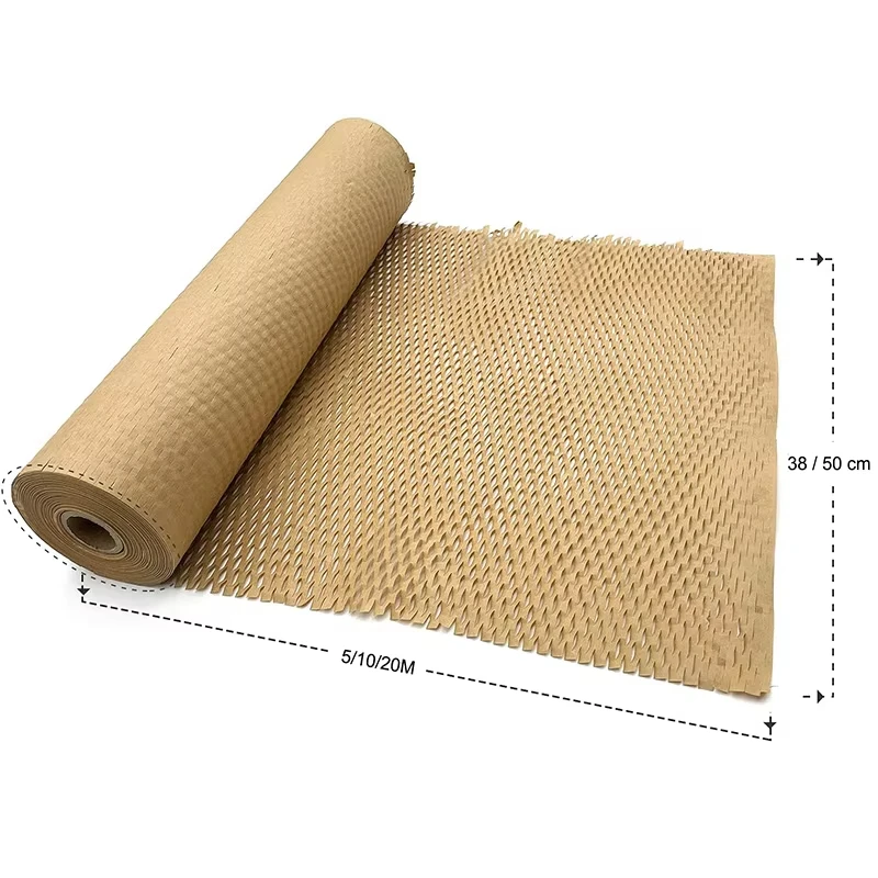 Honeycomb Packaging Paper Cushioning Kraft Paper Wrap Roll, Eco-Friendly Honeycomb Protective Paper
