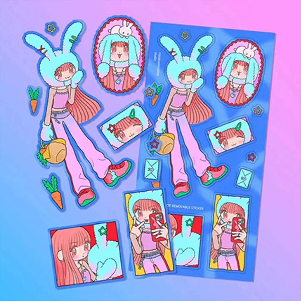 ملصقات Mookoo الكورية y2k فتاة حارة موحدة شخصية حساب اليد ملصق Ins عالية المظهر حافظة هاتف شعبية DIY بها بنفسك