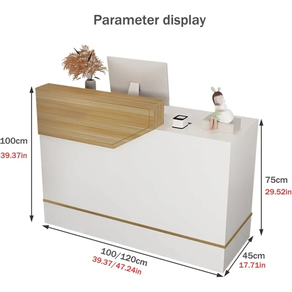 L-Shaped Reception Desk, Checkout Stand with Lockable Drawers and Keyboard Tray, Retail Counter, for Salon, Supermarket, Store