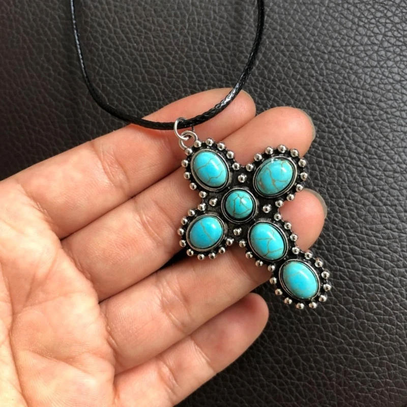 Fashion Pendant Necklace Punk Gothic Turquoise Collar Choker Necklace