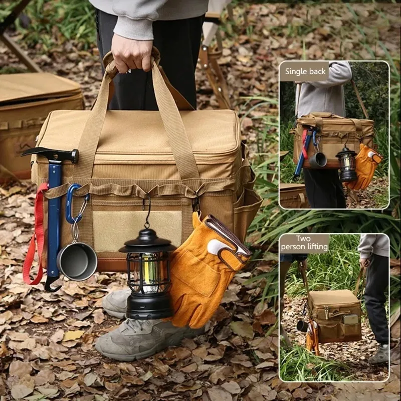 Imagem -05 - Grande Capacidade Camping Storage Bolsa Organizador de Tronco com Alças Versátil ao ar Livre Churrasco Cozinhar Piquenique 60l