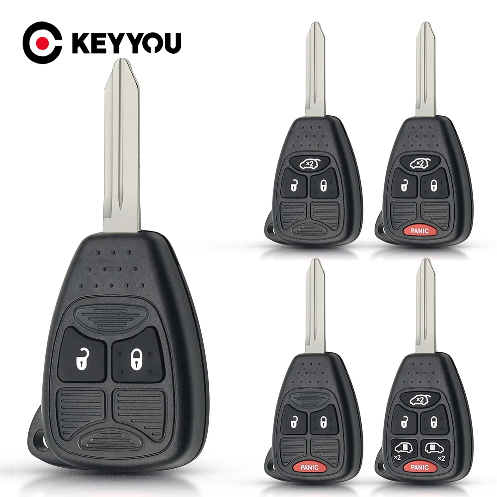 KEYYOU 10pcs For Chrysler Pacifica Aspen 300 Dodge RAM Caravan Jeep Commander Grand Cherokee Fob Car Key Shell Case 2/3/4/5/6BNT