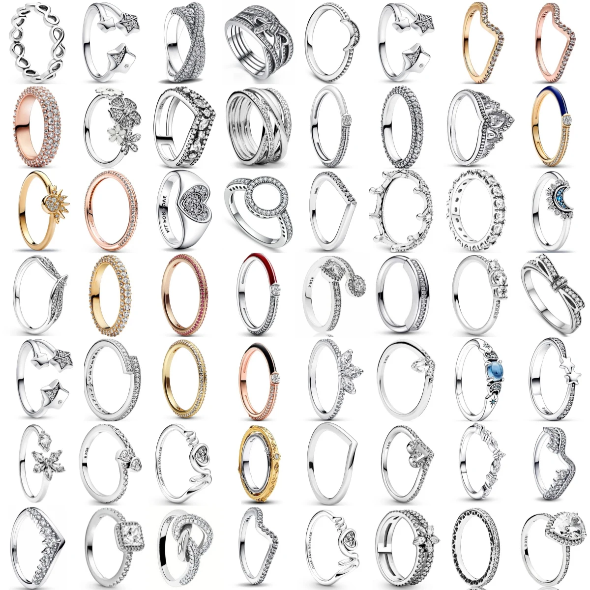 رائجة البيع 925 خواتم فضة تكويم لانهائي القلب ستار القمر القوس للنساء الأصلي الفضة 925 خاتم الزواج الحلي #1