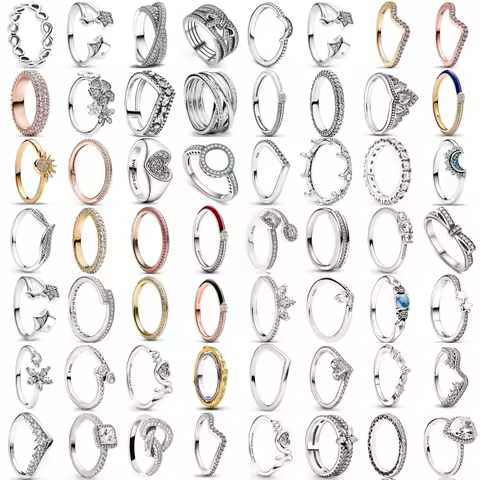 Hot Sale 925 Silver Rings Stackable Infinite Heart Star Moon Bow For Women Original Silver 925 Wedding Ring Jewelry Trinkets