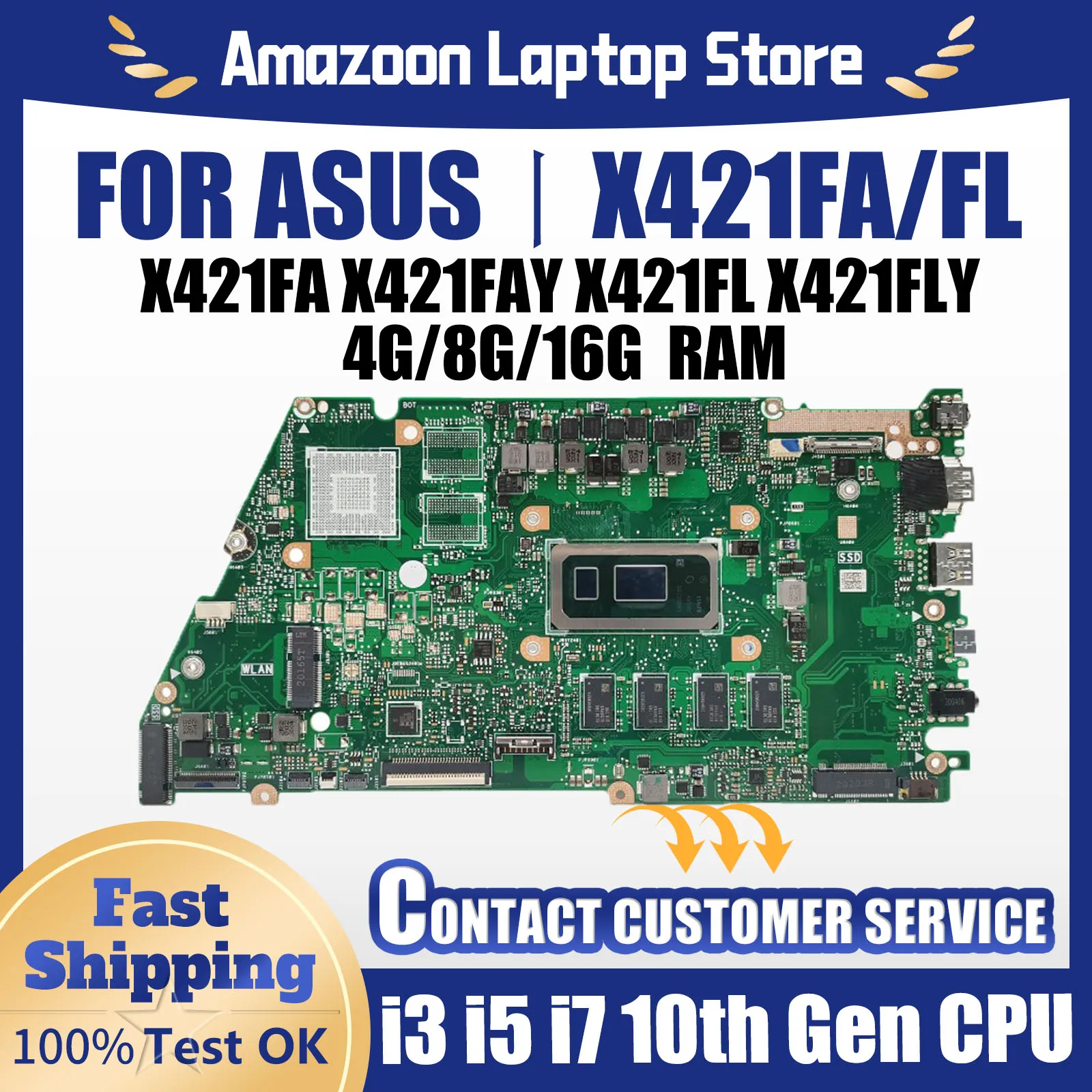 

LT Laptop X421FA Mainboard For Asus VivoBook X421FAY X421FL X421FLY Laptop Motherboard With CPU I3 I5 I7 10th 4GB/8GB/16GB RAM