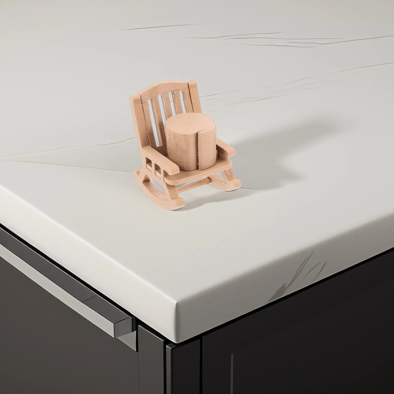 1Set Miniature Rocking Chairs and Table Vintage Style Plastic Mini Furniture Set for Fairy Garden Kitchen Bedroom