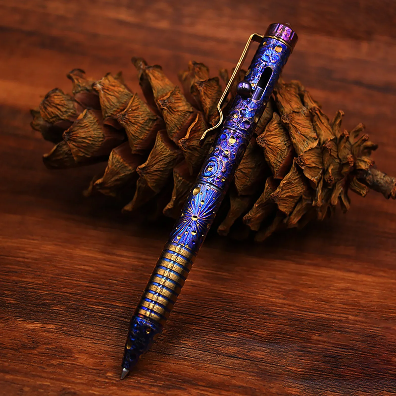 Titanium alloy tactical pen hand carved starry sky limited edition EDC metal neutral pen signature pen writing pen