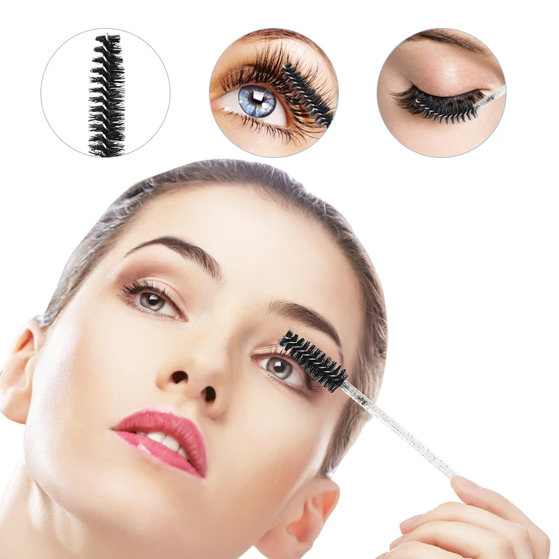 50pcs Sparkling Eyelash Mascara Wands Lash Extension Brush Shining Lash Spoolies Comb Eye Lashes Eyebrow Brushes