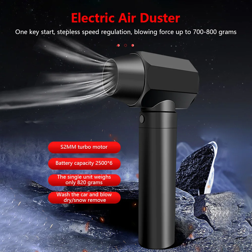 130000RPM Turbo Fan Electric Air Duster Dust Removal Jet Dry Blower Cordless Compressed Air Duster for Home Cars Rechargeable