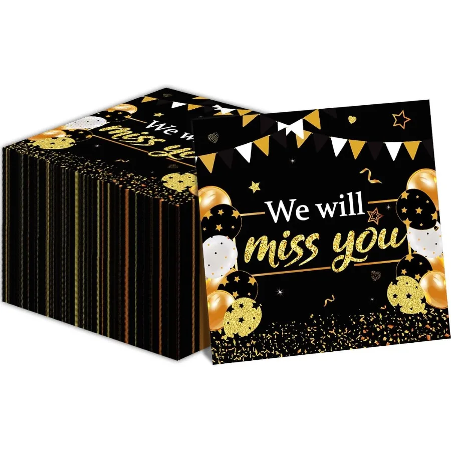 

50 упаковок бумажных пончиков We Will Miss You, украшения для вечеринки в прощание, черные и золотые одноразовые тыквы на удачу