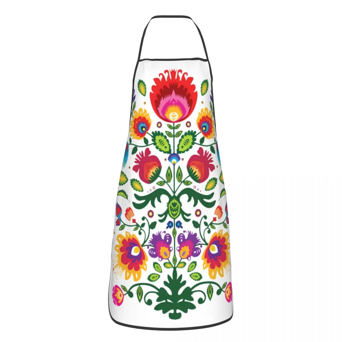 Custom Bib Polish Folk Floral Aprons for Men Women Unisex Adult Chef Kitchen Cooking Poland Flowers Art Tablier Cuisine Baking