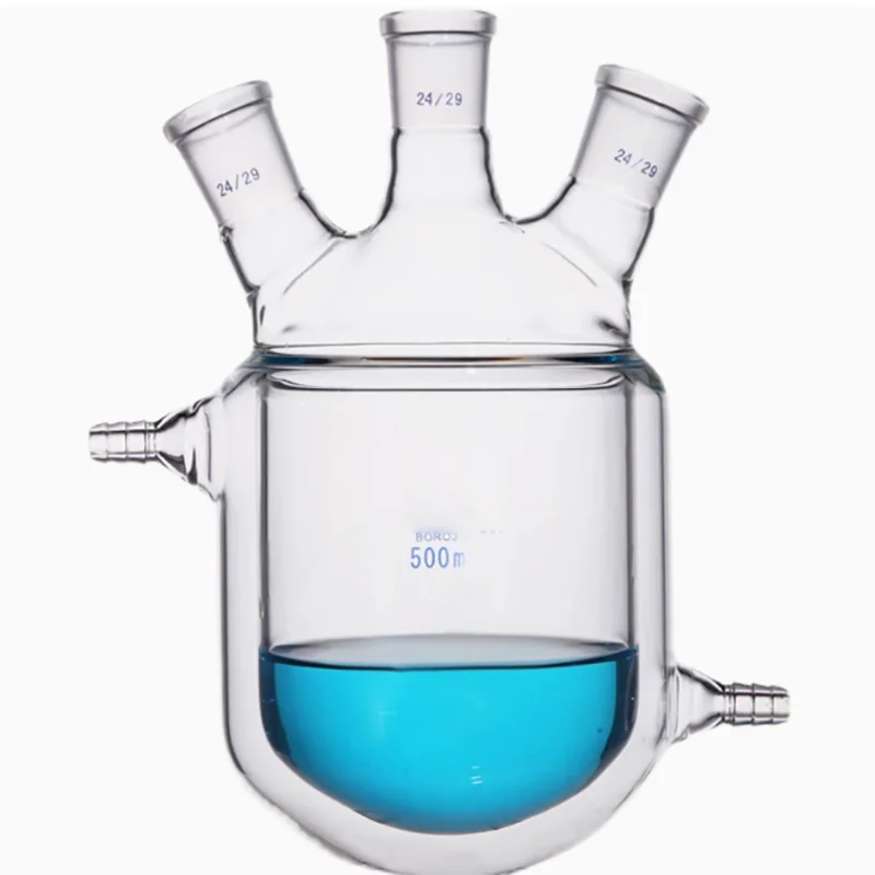 Three-neck jacketed reaction bottle double-layer glass reactor laboratory reactor 50/100/150/250/500ml