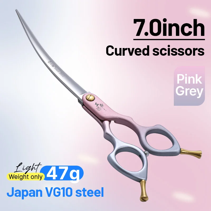 Fenice Advanced 6,5/7,0 Zoll JPVG10 Stahl Bunte Fellschere für Hunde, Schnitt-/gebogene Schere mit hochwertigem Legierungsgriff 10