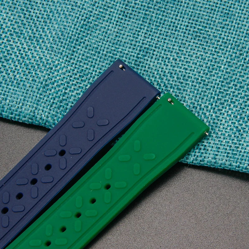 حزام ساعة رجالي مقاوم للعرق عديم الرائحة من المطاط الفلوري لساعة IWC Pilot's Le Petit Prince Mark إبرة بإبزيم قابل للطي