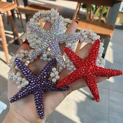 New colorful Star fish Star strass fasce per capelli elastici copricapo New Shiny Star cravatte per capelli titolari di coda di cavallo copricapo per ragazze