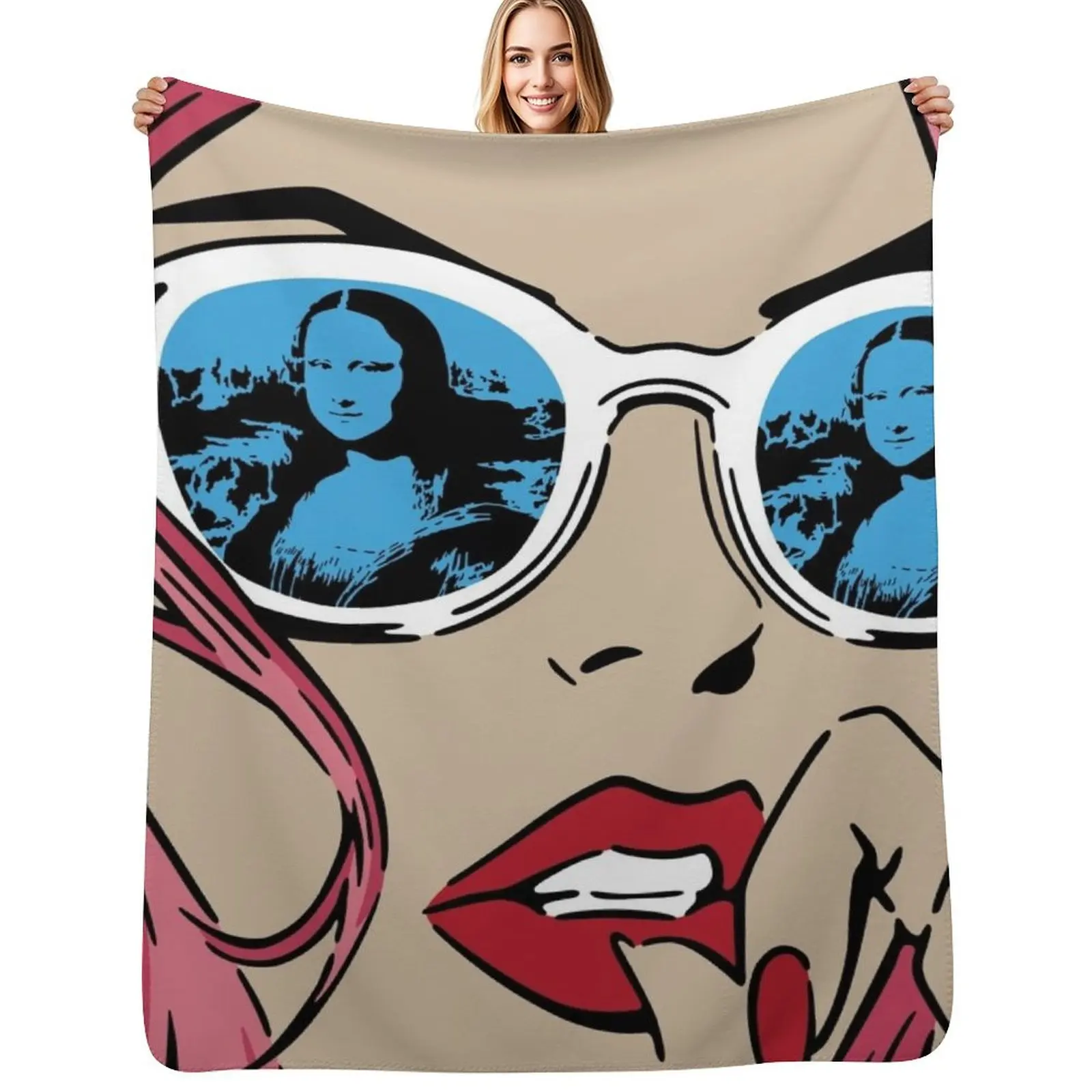 

MONA LISA REFLECTIONS PINK Throw Blanket Nap Winter beds anime Multi-Purpose Blanket