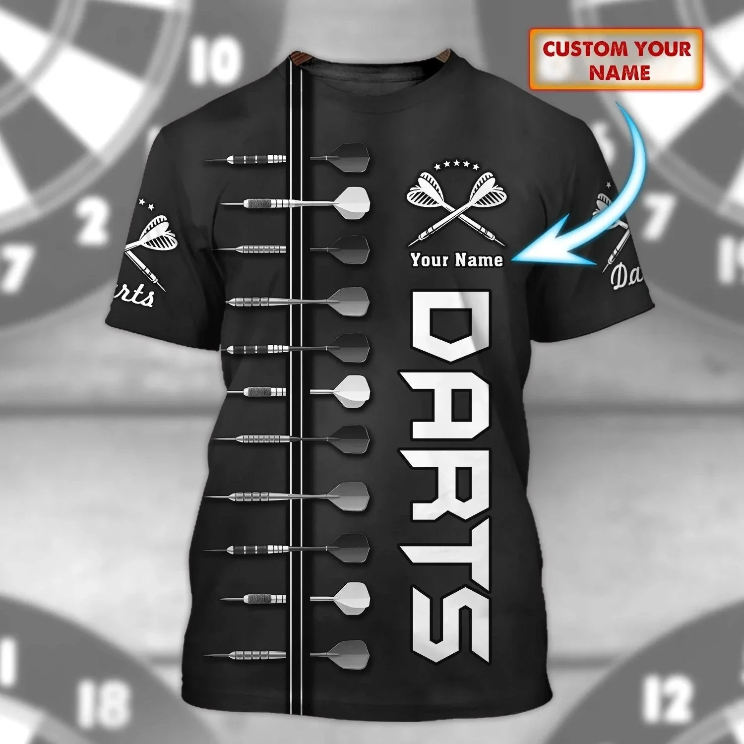 Summer Cosmos Customized Name Darts T-shirt 3D Printed Men Women Casual Dart Player Gift Oversized Tops Tees Short Sleeve Boys