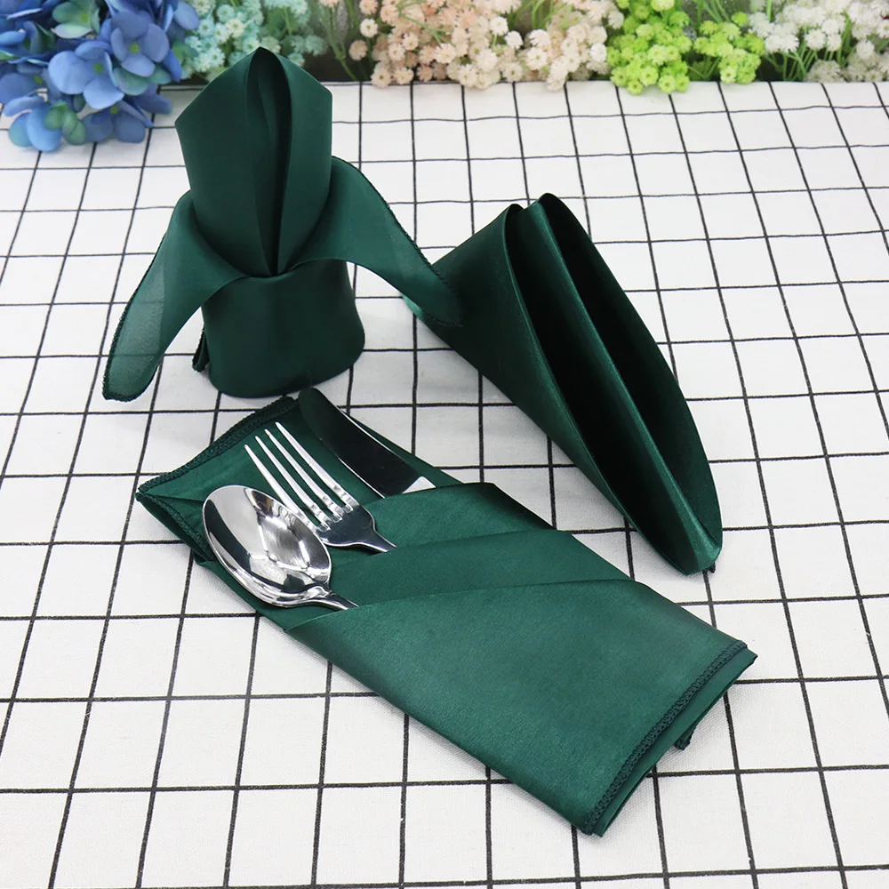 50pcs Lot Satin Table Napkin Washable Table Cloth Linen Napkins Event Party Wedding Decoration