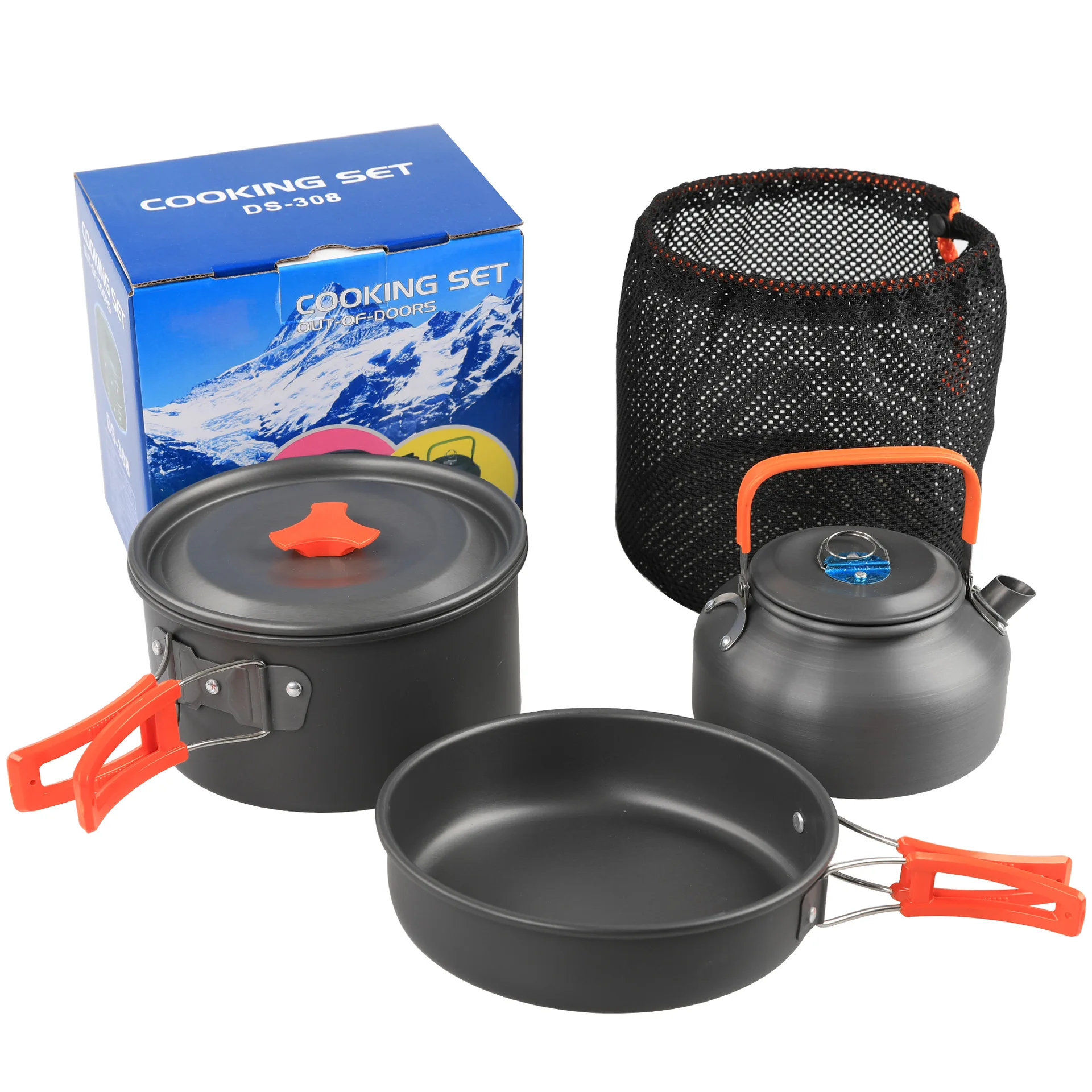 

Outdoor picnic set pot for 2-3 people with 08 teapot portable camping set pot DS-308 cooking pot