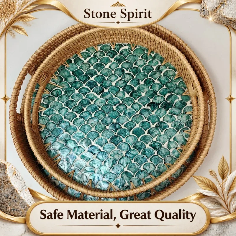 Handwoven Rattan Seashell Fruit Tray, Natural Shell-Shaped Snack Serving Plate for Living Room, Tea Table Decor, Home Organizer
