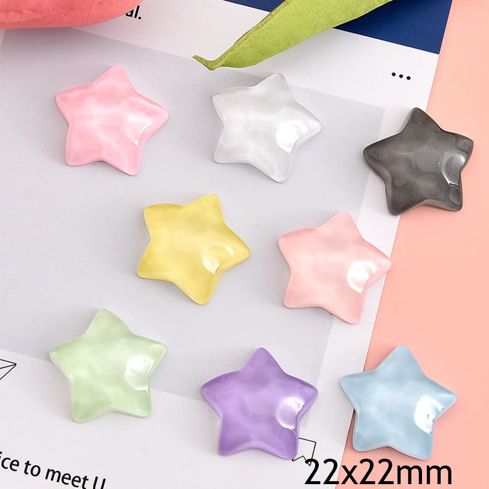 10PCS 22x22mm Five Pointed Star Miniature Flat Back Resin Cabochons For Hairpin Scrapbooking DIY Home Decor Craft Accessories