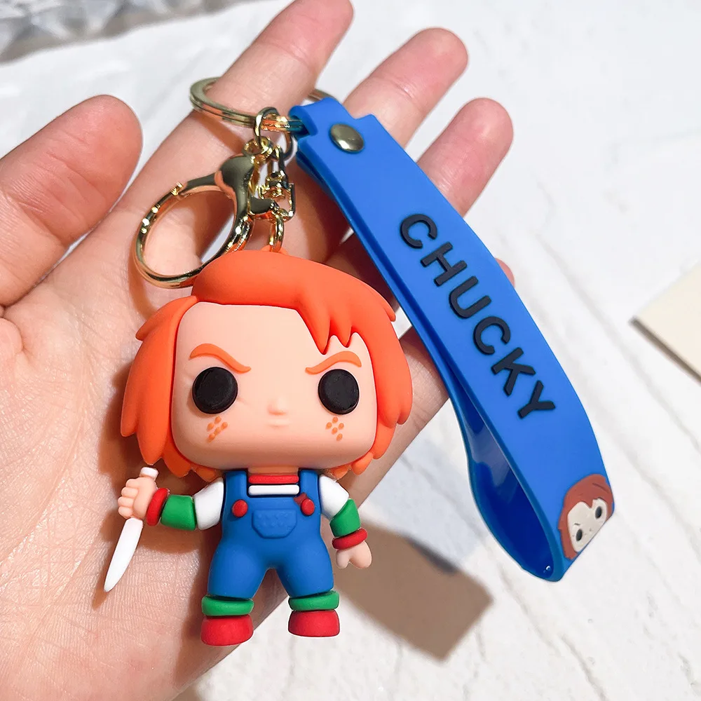 Horror Movie Cartoon Character Keychain, Chucky Pennywise, Halloween Party Gift Backpack Decor Keyring view 5