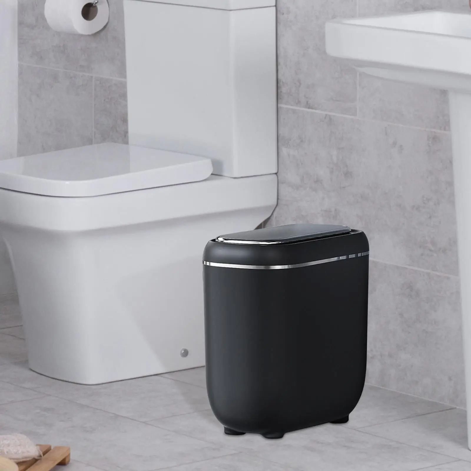 Smart Trash Bin Waterproof Space Saving Recycling Rubbish Basket Kitchen Trash Can for Toilet Living Room Home Kitchen Bathroom