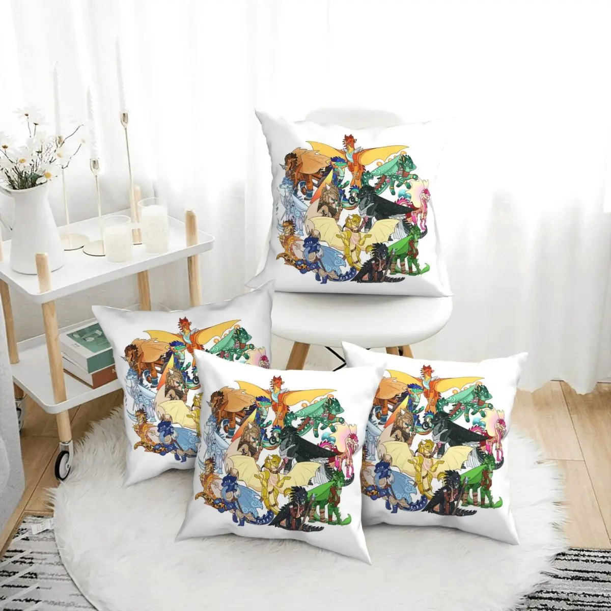 

Wing Of Fire All Dragon 4pcs Square Pillowcase Pillow Cover Cushion Decor Comfort Throw Pillow for Home Bedroom
