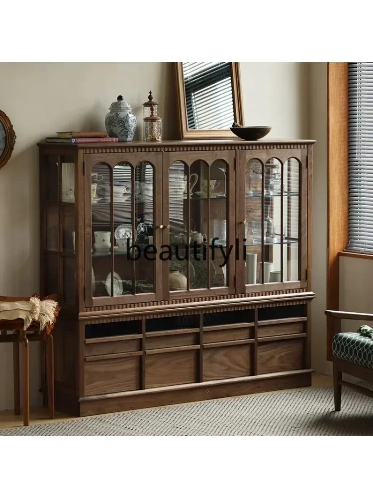 New arrive Vintage tea set, porcelain glass display cabinet, black walnut side cabinet, figure locker.