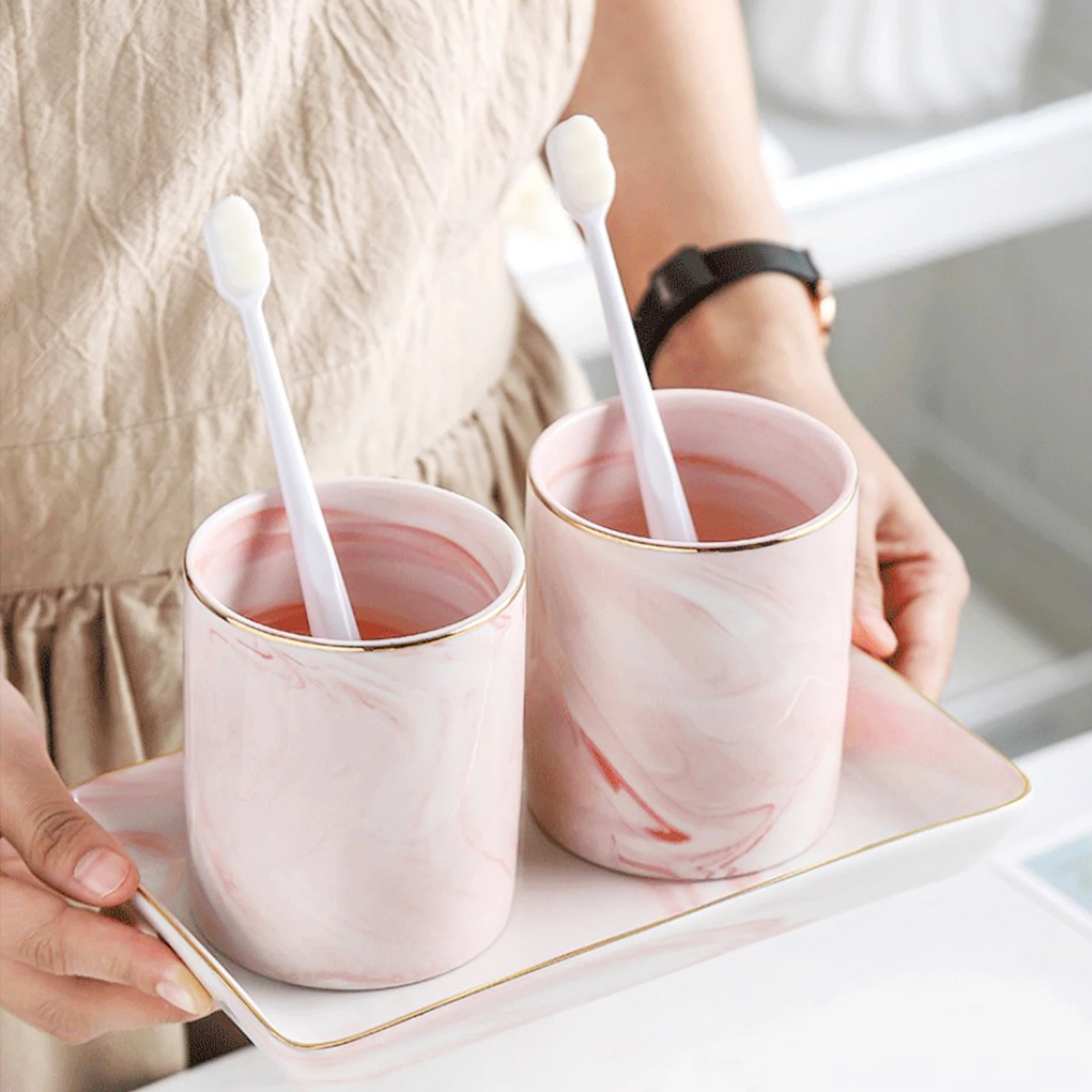 세라믹 대리석 무늬 트레이 직사각형 보관 접시 우아한 보석 진열 정리함 화장대 욕실 장식용