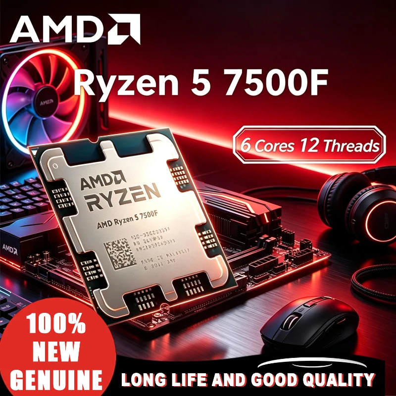 Original New AMD R5 7500F 6-Core 12-Thread 3.7GHz 5NM L3=32M 65W Socket AM5 DDR5 Processor Smooth Multitasking