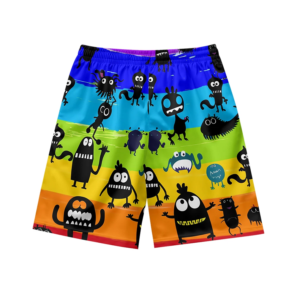 100% Polyester All Over Printing Custom Men's Shorts Summer Men Anime Shorts pantalones casuales Rainbow printing