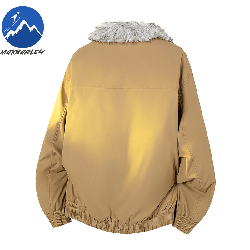 Men Padded Jacket Vintage American Lightweight Warm Parka High Quality Fur Collar Stand Collar Comfort Soft Winter Quilted Coats