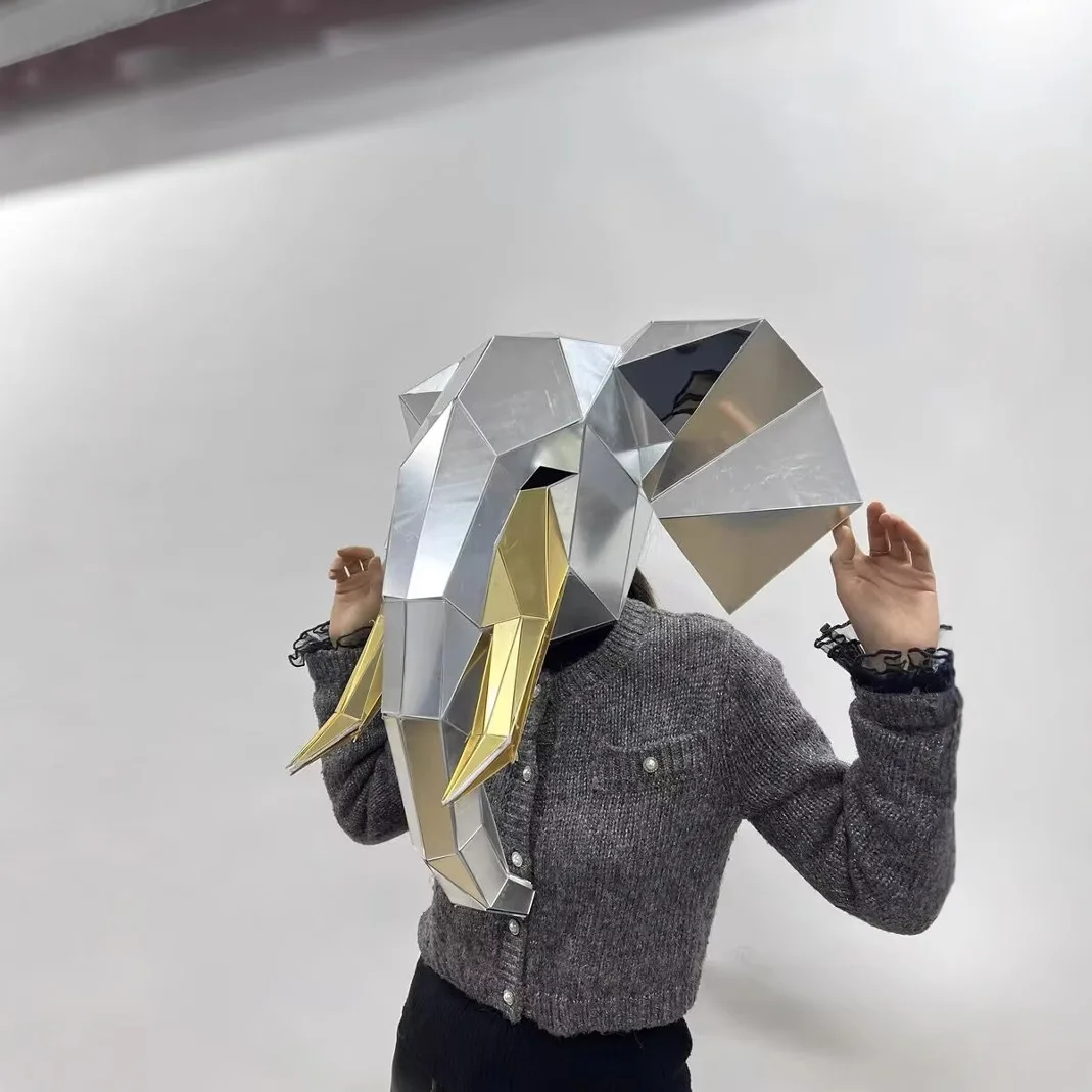 Front show costume new wearable elephant headgear mirror headgear performance art street artist headgear