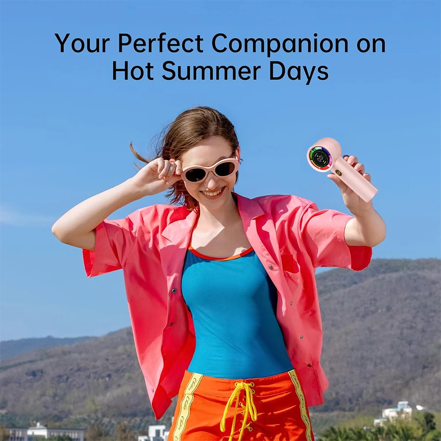 Handheld Fan 6 Speed 3000mAh Battery Personal Digital Display USB Rechargeable for Travel Outdoor School Gift Idea