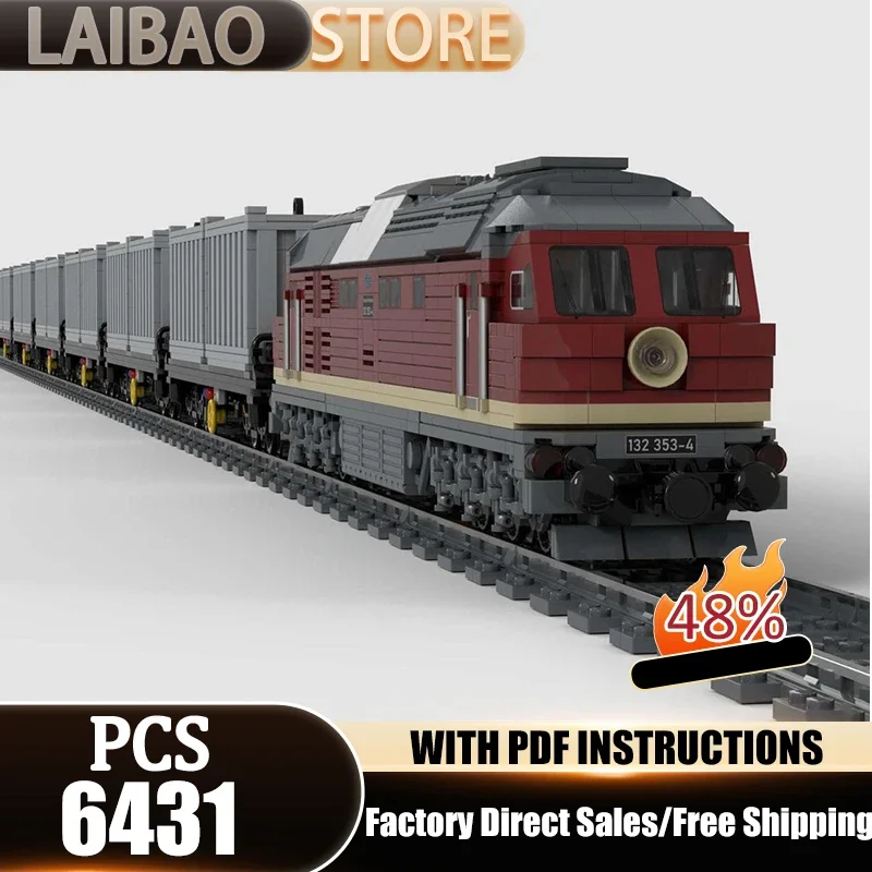 Railway Train Model Moc Building Blocks Container Truck Model Technology Bricks Christmas Assembly Toys Constructrion Gifts