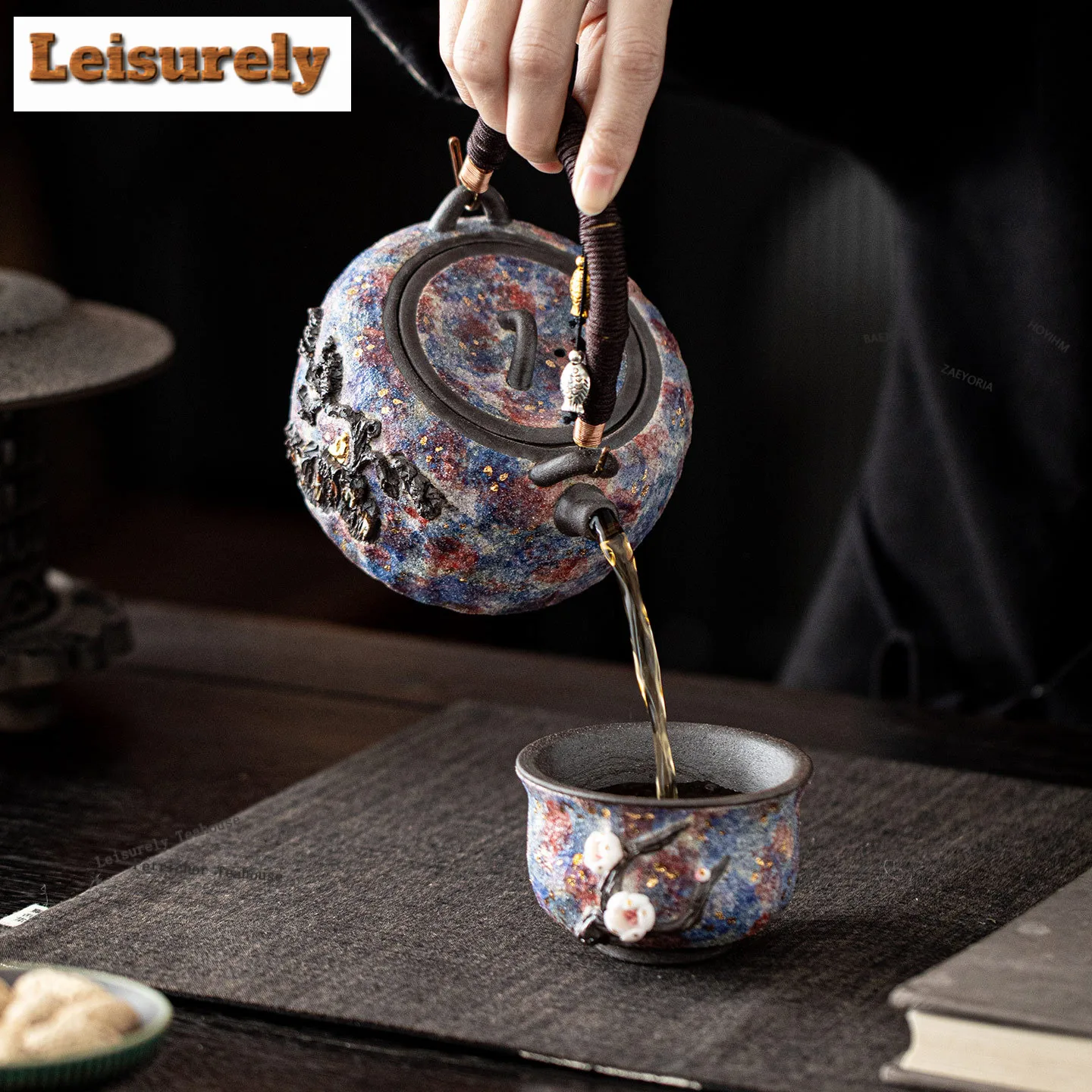 450ml Gold Plum Blossom Teapot Japanese Tea Infuser Pot Household Tea Maker Kettle With Filter Oolong Tea Cha Craft Ornaments