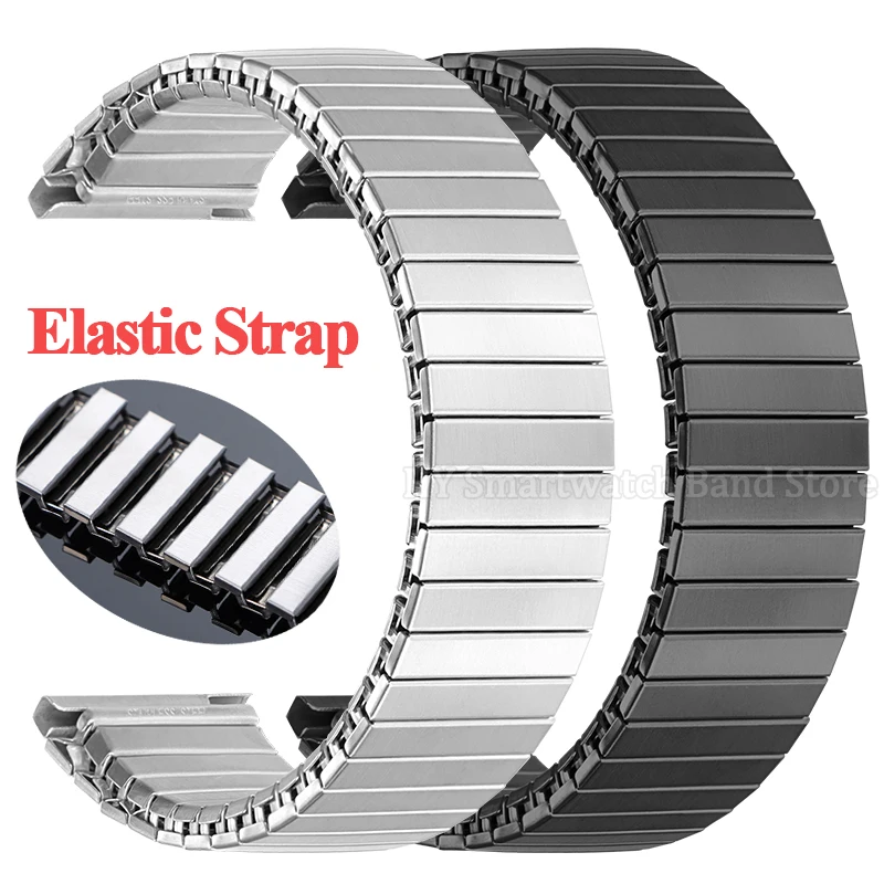 22mm Stainless Steel Elastic Watch Strap for Men Women Metal Stretch Expansion Wrist Band Universal Bracelet Watch Accessories