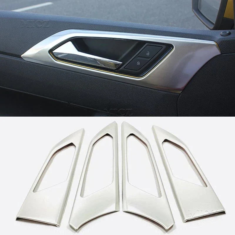 

For Volkswagen VW Polo Hatchback 2019 -2023 Car Body Stick Trim Stainless Steel Door Inner Built Handle Bowl Frame 4pcs