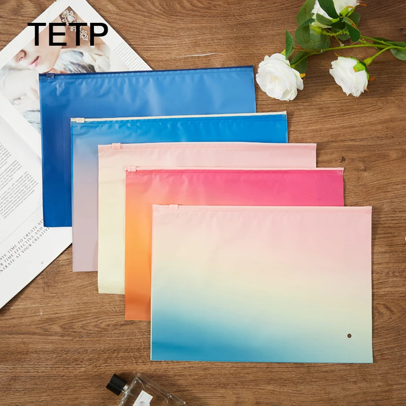 TETP 50Pcs Gradient Color Zipper Bags Home Travel For Underwear Socks Towel Skincare Packaigng Storage Custom Logo(Extra Fee