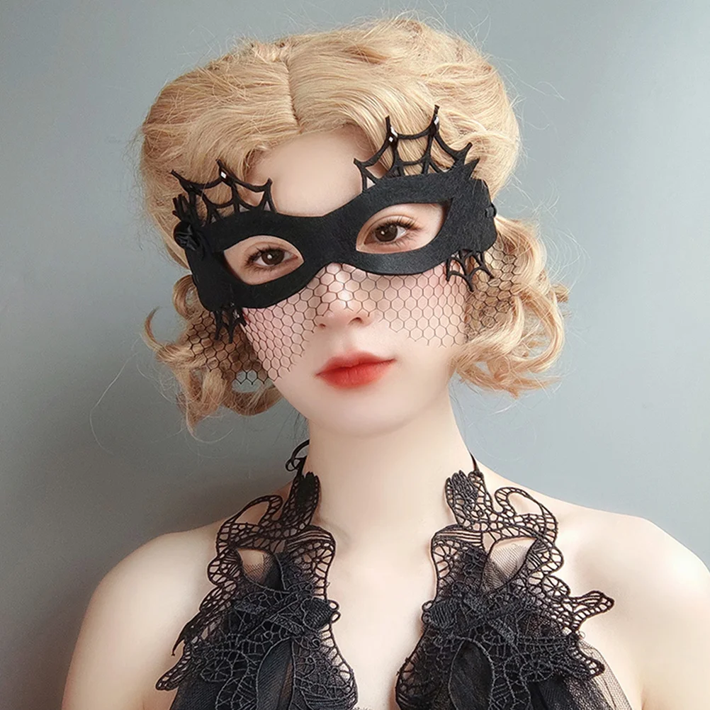 

Halloween Mask Women Masquerade Spider Prop Cosplay Party Festival Felt Cloth Mesh Materials Detailed Workmanship