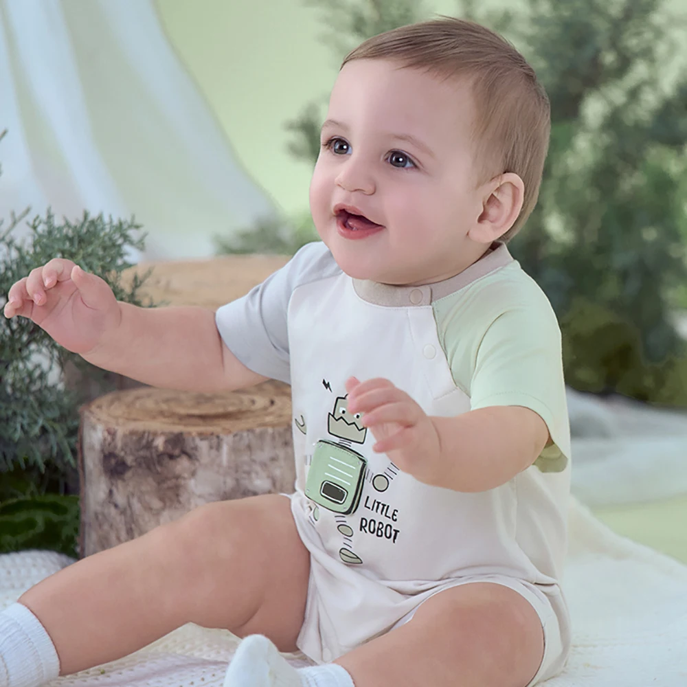 Dave Bella Summer Short Sleeve Baby Jumpsuit Boys Cartoon Printed Romper Cotton Newborn Creeper Party Clothes DB2252277