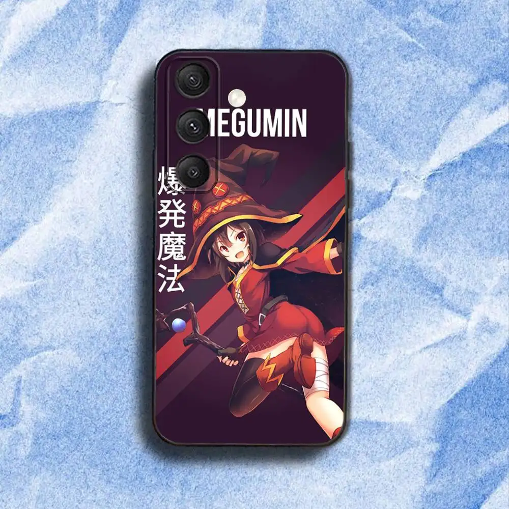 M-Megumin K-KonoSuba Funda de teléfono para Samsung S 25,24,23,22,30,21,10,9,Ultra,Plus,Lite,FE,4,5G Funda blanda negra