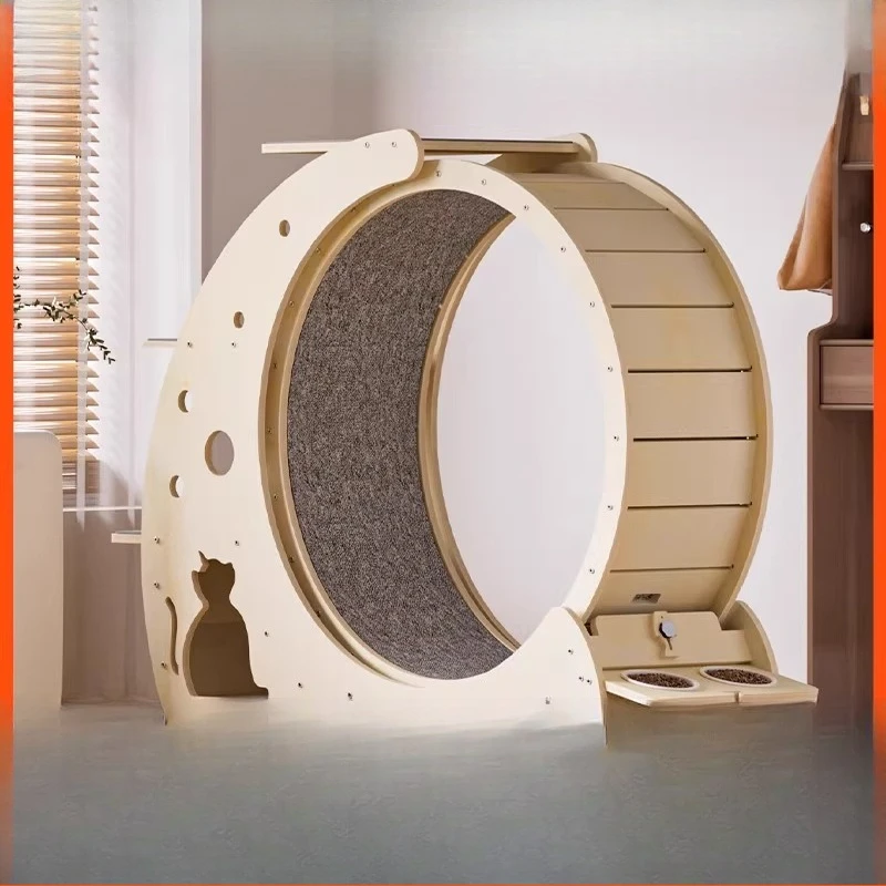 

cat treadmill, silent roller ring solid wood large, cat climbing frame high fiber pet, sports fitness cat toy
