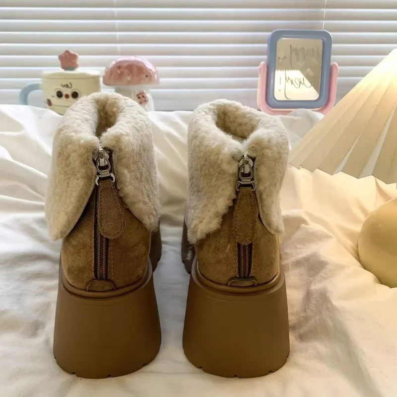 

Модные женские зимние ботинки на северо-востоке, новинка 2023 года, зимняя бархатная теплая хлопковая обувь с подошвой из бисквита, ботильоны